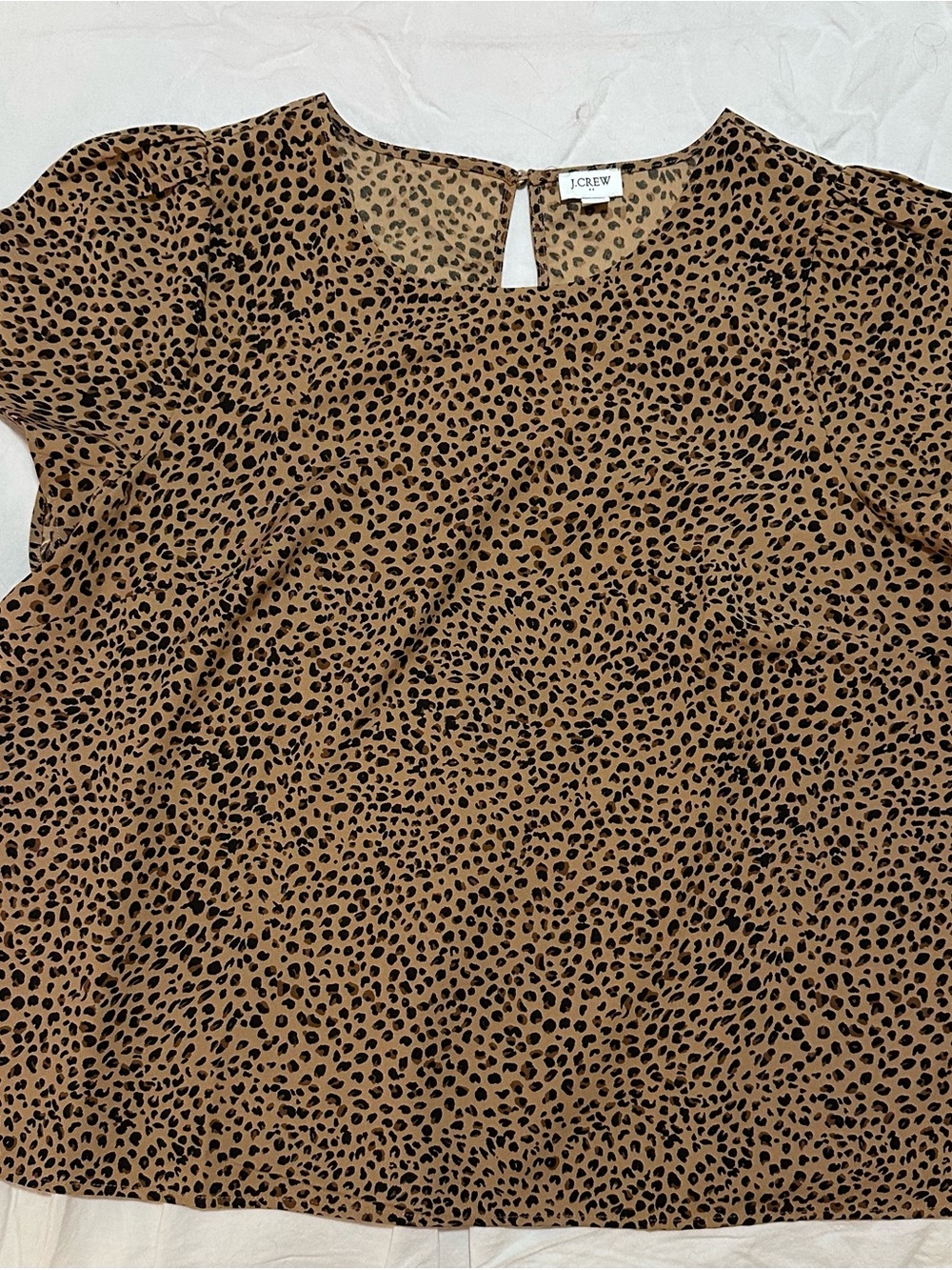 J. Crew Brown Leopard Print Short Sleeve Blouse